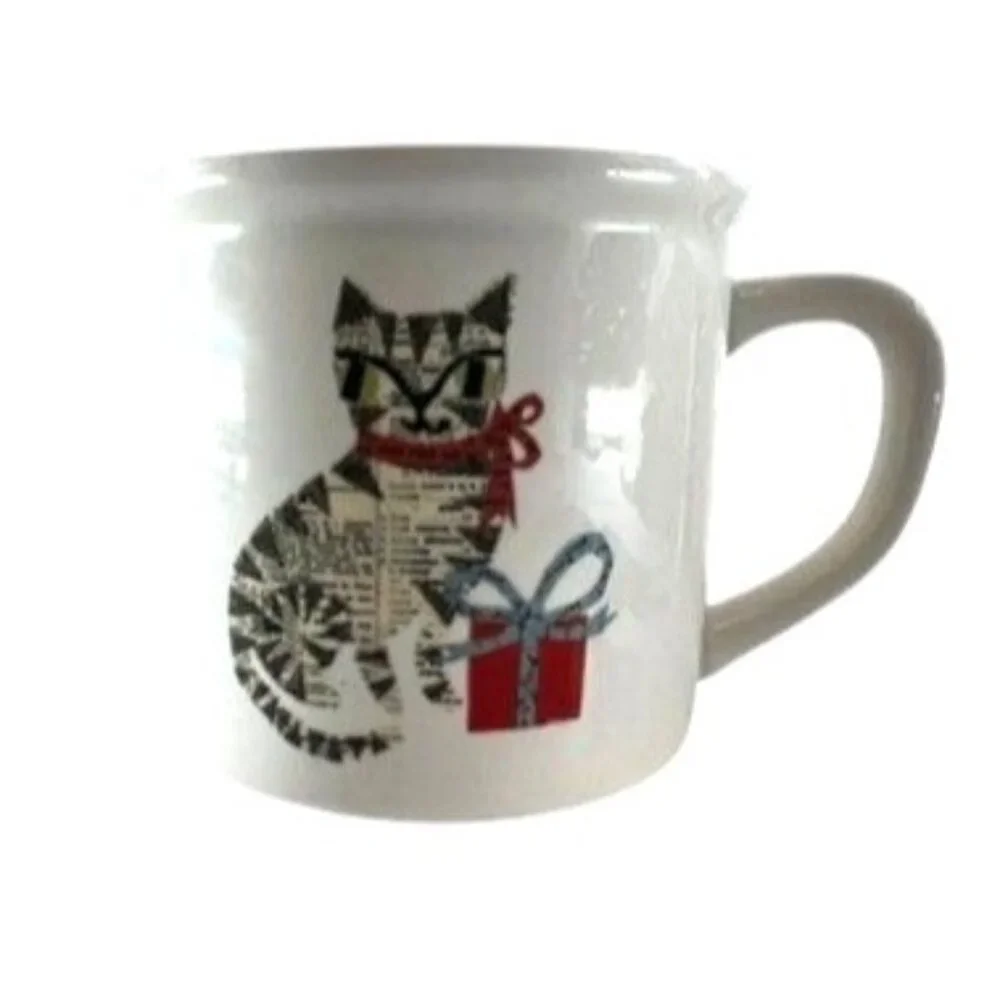 3 POTTERY BARN DENISE FIEDLER WHIMSICAL CAT,FOX & OWL MUGS -A FUN TASTE OF NATUR